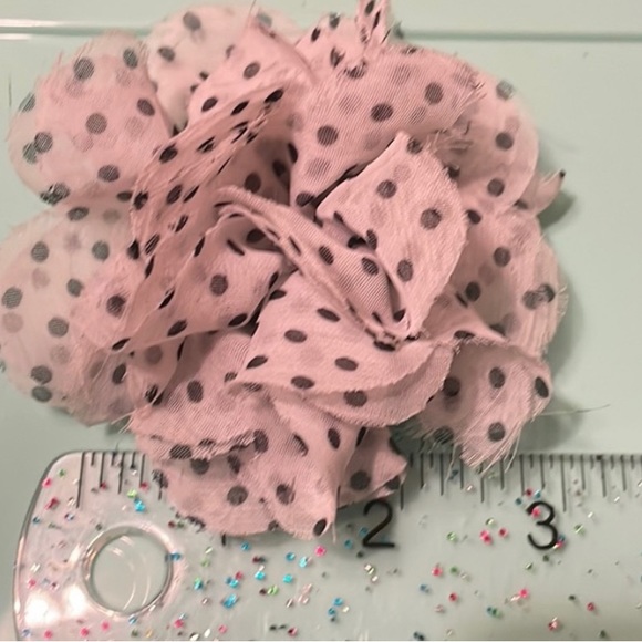 Small Polka Dot Fabric Hair Flower Clip/Pin - Picture 4 of 5